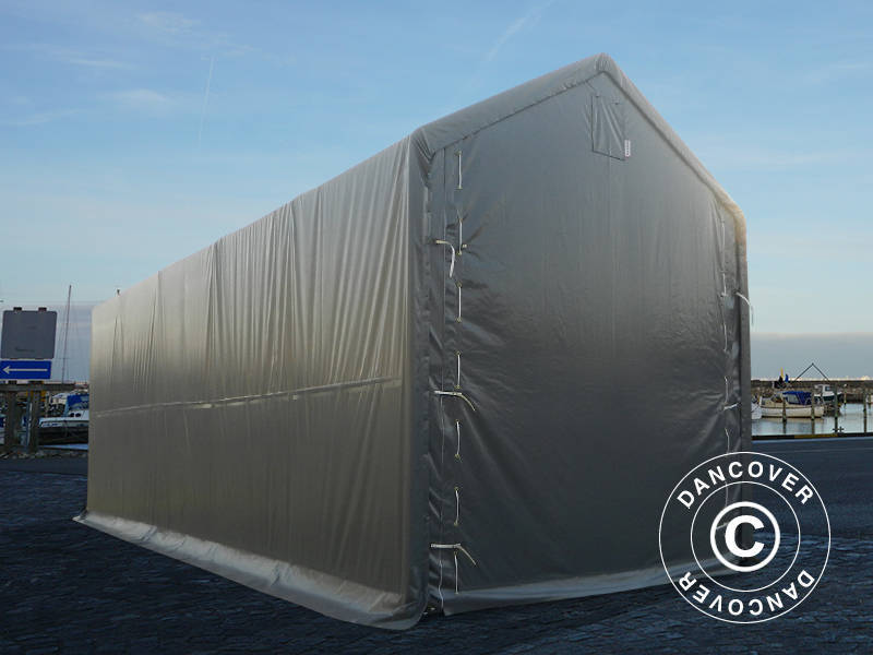 Namiot magazynowy PRO XL 4x10x3,5x4,59m, PCV, Szary - Image 3