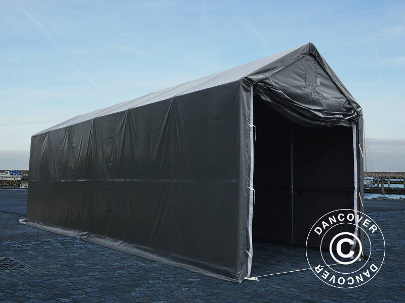 Namiot magazynowy PRO XL 4x12x3,5x4,59m, PCV, Szary - Image 2