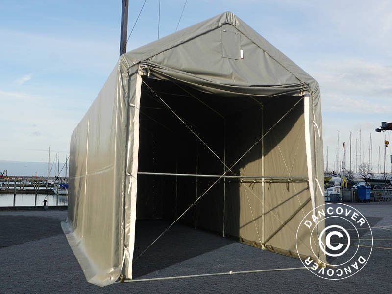 Namiot magazynowy PRO XL 4x12x3,5x4,59m, PCV, Szary - Image 4