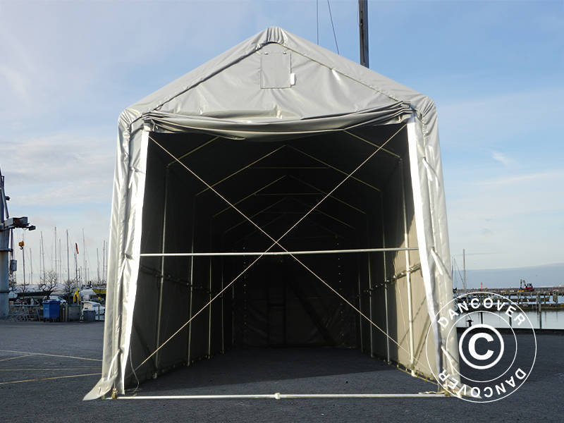 Namiot magazynowy PRO XL 4x12x3,5x4,59m, PCV, Szary - Image 6