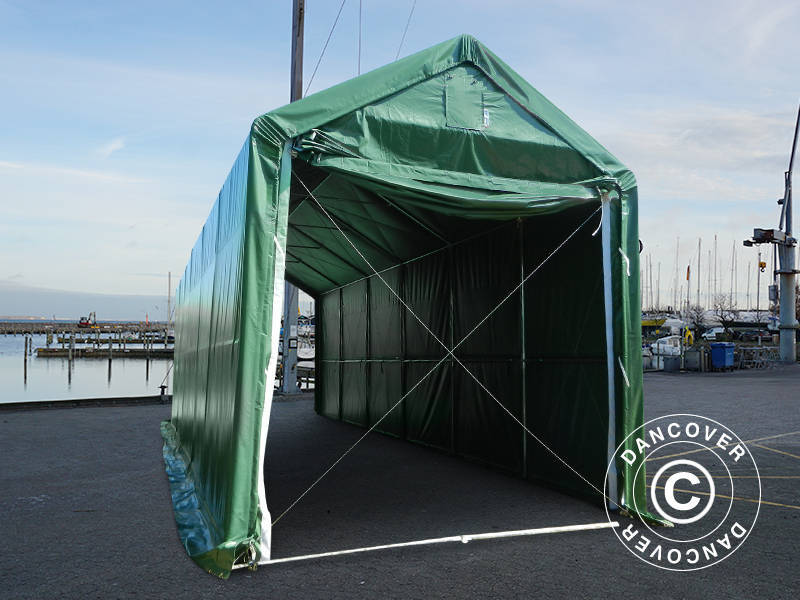 Namiot magazynowy PRO XL 4x12x3,5x4,59m, PCV, Zielony - Image 7
