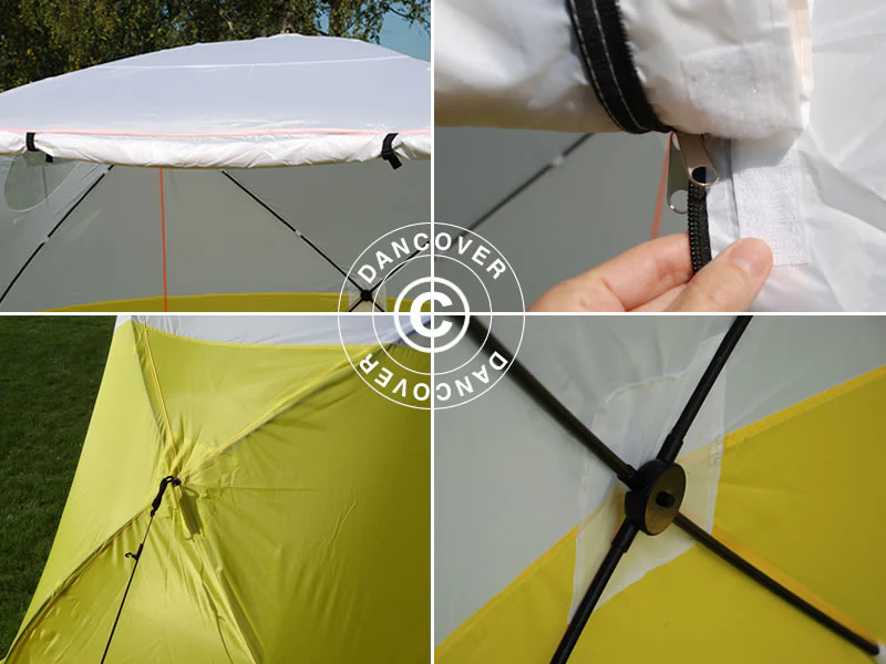 Namiot roboczy, FleXshelter Basic, 1,8x1,8x2m, Trudnopalny, Źółto-Biały - Image 10