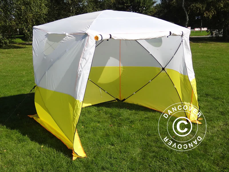 Namiot roboczy, FleXshelter Basic, 1,8x1,8x2m, Trudnopalny, Źółto-Biały - Image 8