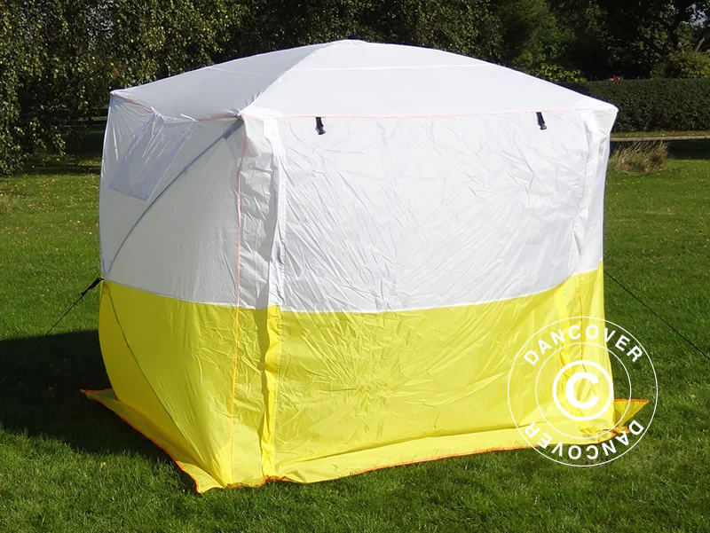 Namiot roboczy, FleXshelter Basic+, 2,5x2,5x2m,Trudnopalny, Źółto-Biały - Image 4