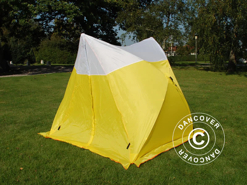 Namiot roboczy, FleXshelter Basic trójkąt, 1,8x1,9x2m,Trudnopalny, Źółto-Biały - Image 2