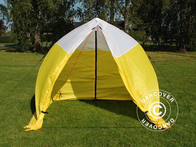 Namiot roboczy, FleXshelter Basic trójkąt, 1,8x1,9x2m,Trudnopalny, Źółto-Biały - Image 3