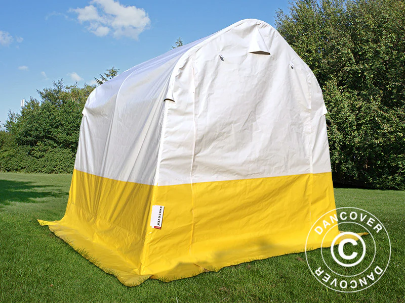 Namiot roboczy PRO 2x2x2m, PCV, biały/żółty, trudnopalny - Image 2