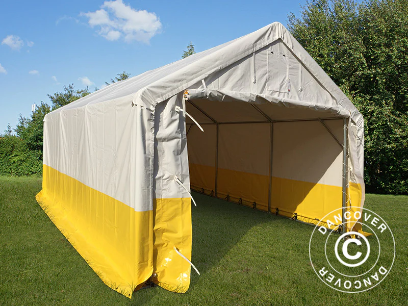 Namiot roboczy PRO 4x6m, PCV, biały/żółty, trudnopalny - Image 2