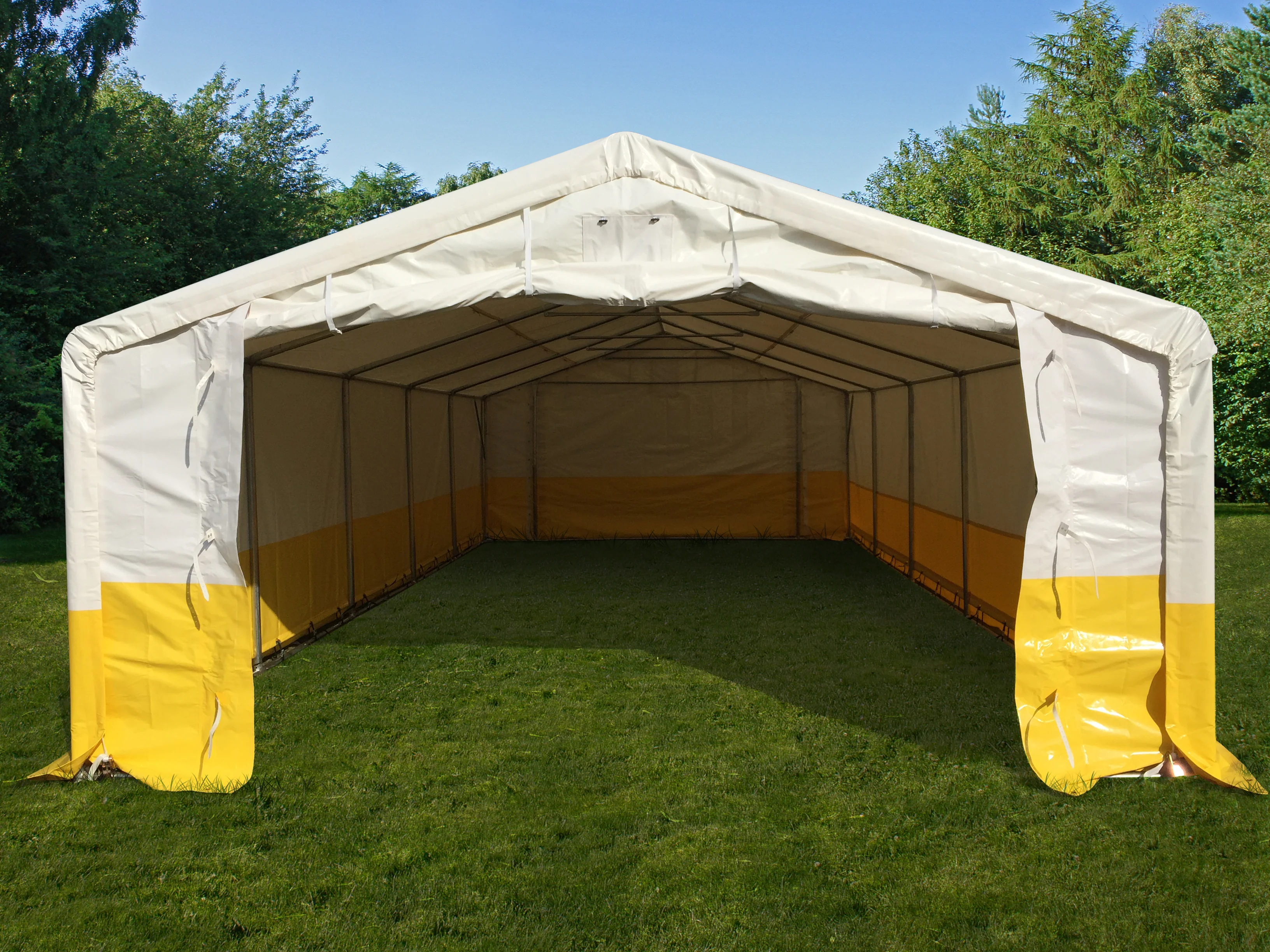 Namiot roboczy PRO 5x10m, PCV, biały/żółty, trudnopalny - Image 2