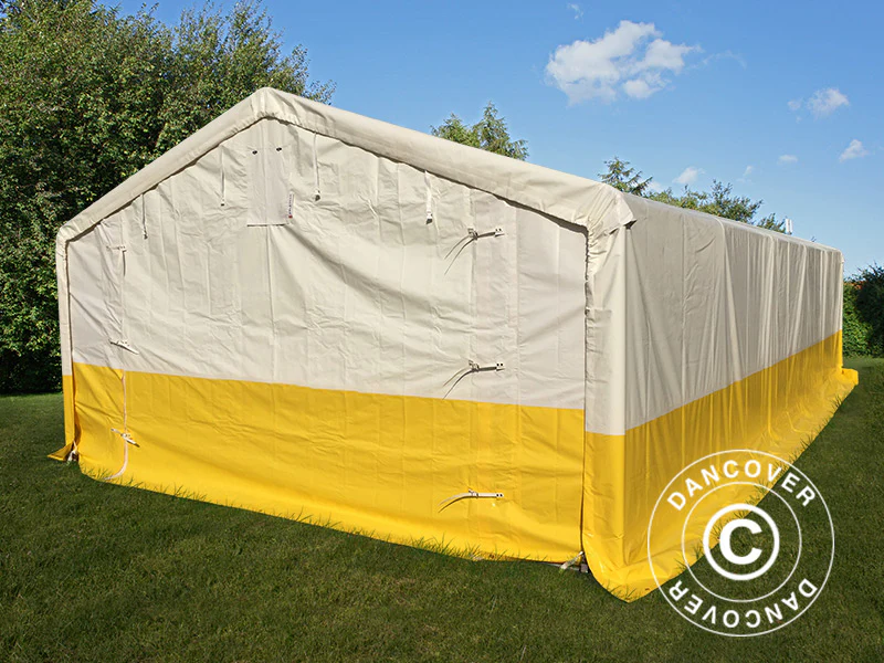 Namiot roboczy PRO 5x10m, PCV, biały/żółty, trudnopalny - Image 4