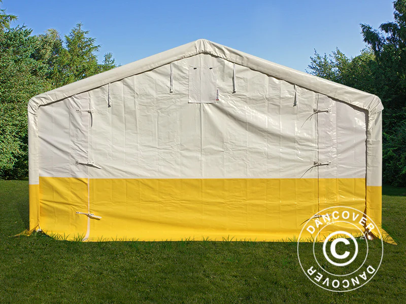 Namiot roboczy PRO 5x10m, PCV, biały/żółty, trudnopalny - Image 5