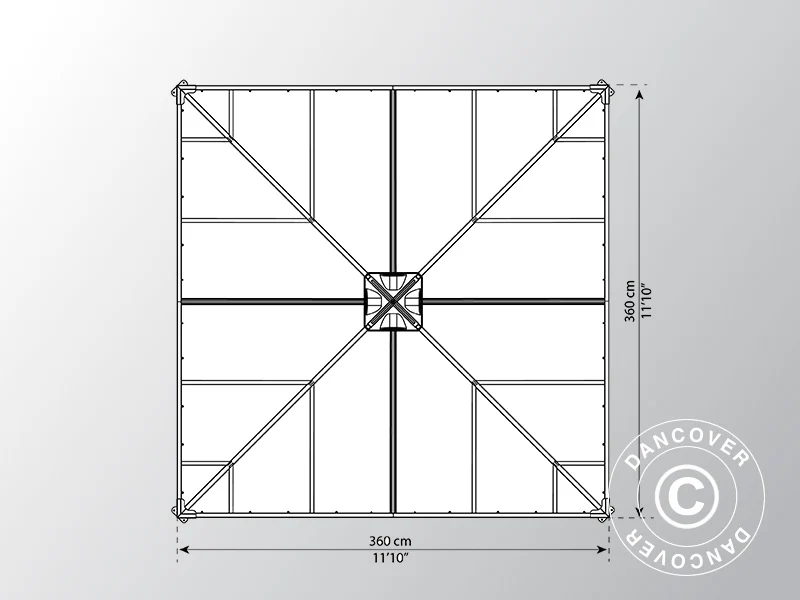 Oranżeria, pawilon LEDRO, 12,96m², Palram/Canopia, 3,6x3,6x2,95m, Szary - Image 8