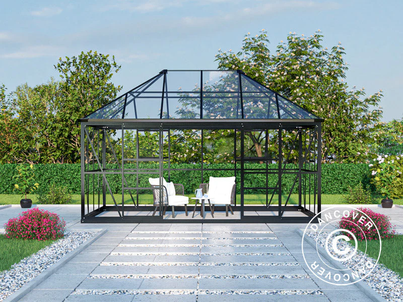 Oranżeria, pawilon ze szkła 12m², 4,2x2,86x2,84m z podstawą, Czarna - Image 6