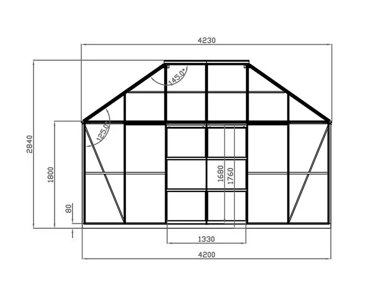 Oranżeria, pawilon ze szkła 12m², 4,2x2,86x2,84m z podstawą, Czarna - Image 9