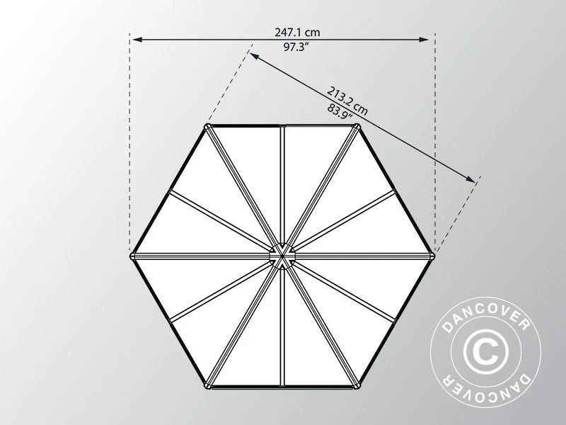 Oranżeria z poliwęglanu OASIS, sześciokątna 3,91m², Palram/Canopia, 2,13x2,47x2,67m, Antracyt - Image 10