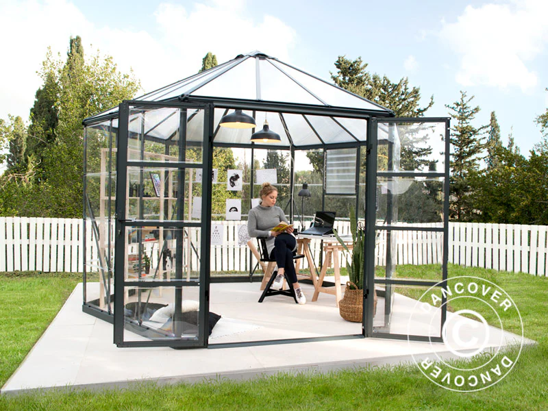 Oranżeria z poliwęglanu OASIS, sześciokątna 8,6m², Palram/Canopia, 3,16x3,63x2,89m, Antracyt - Image 2