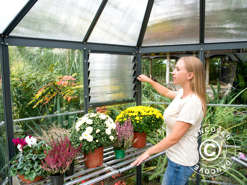 Oranżeria z poliwęglanu OASIS, sześciokątna 8,6m², Palram/Canopia, 3,16x3,63x2,89m, Antracyt - Image 3