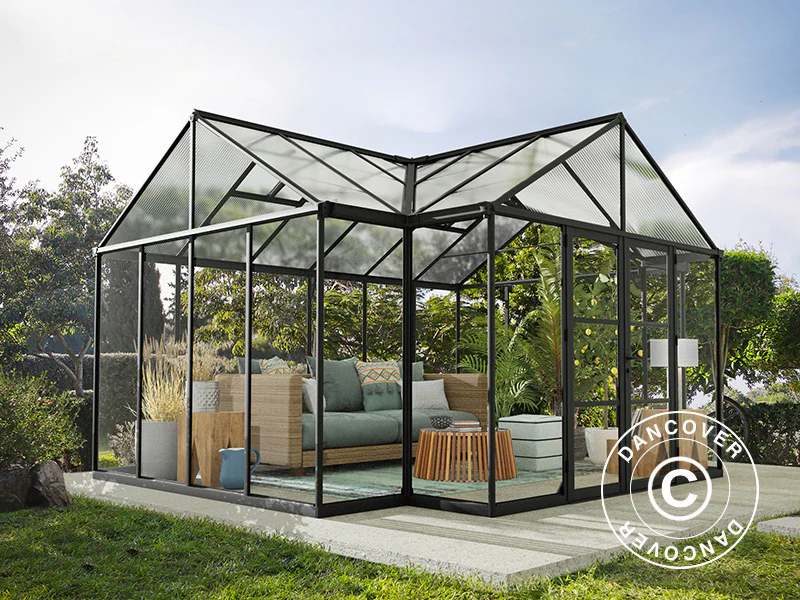 Oranżeria z poliwęglanu Triomphe z podstawą, 17,1m², Palram/Canopia, 4,5x3,8x2,69m, Czarna - Image 2