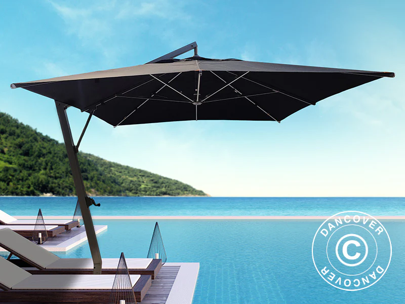 Parasol na wsporniku Antigua, 3x4m, Czarny - Image 4