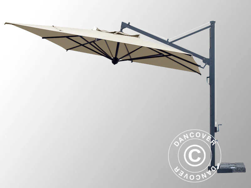 Parasol na wysięgniku Galileo Dark, 3,5x3,5m, Ecru - Image 3