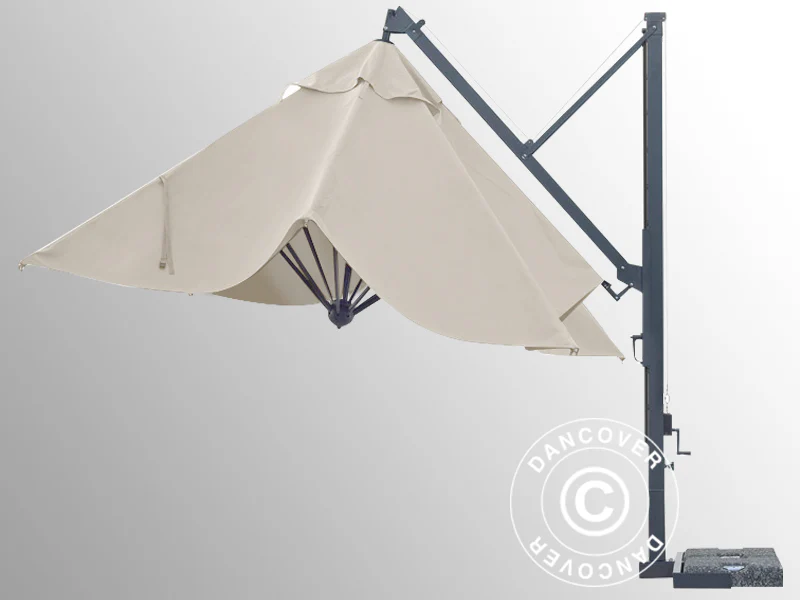Parasol na wysięgniku Galileo Dark, 3,5x3,5m, Ecru - Image 5