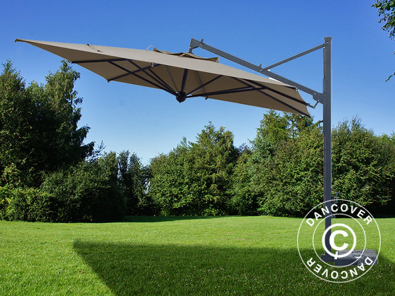 Parasol na wysięgniku Galileo Dark, 3,5x3,5m, Szary taupe - Image 3