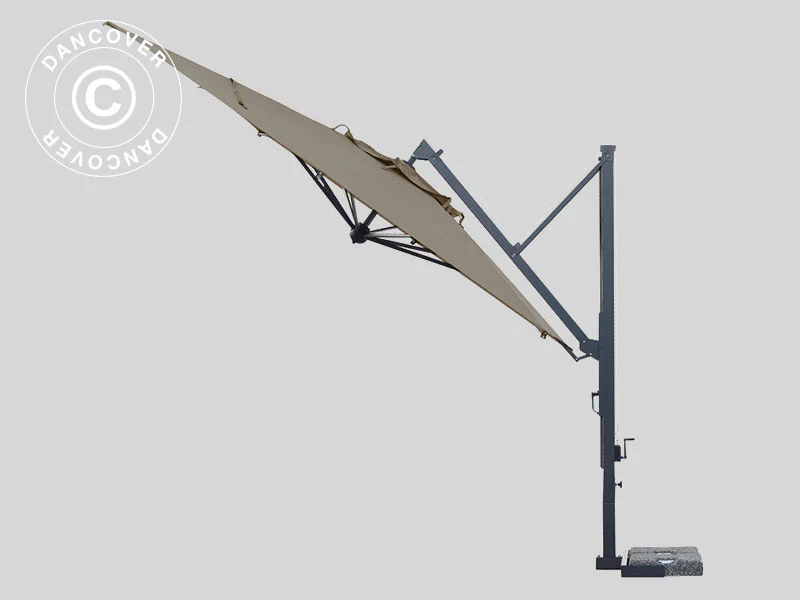 Parasol na wysięgniku Galileo Dark, 3,5x3,5m, Szary taupe - Image 4