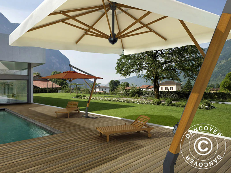 Parasol na wysięgniku Palladio Braccio z falbaną, 3,5x3,5m, Ecru - Image 2