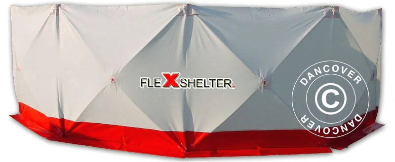 Parawan ochronny FleXshelter PRO, 7,2x1,8m, biały/czerwony - Image 2