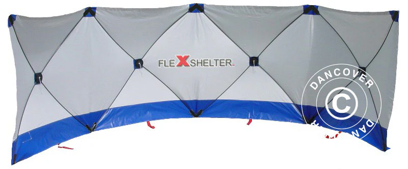 Parawan ochronny FleXshelter PRO, 7,2x1,8m, biały/niebieski - Image 2