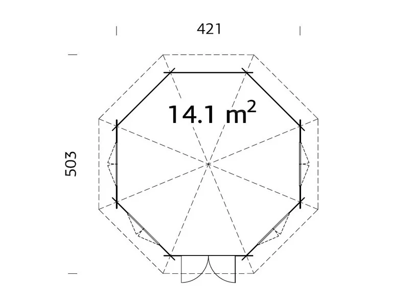 Pawilon drewniany z podłogą, 4,21x4,21x3,71m, 14,1m², Naturalne drewno - Image 6