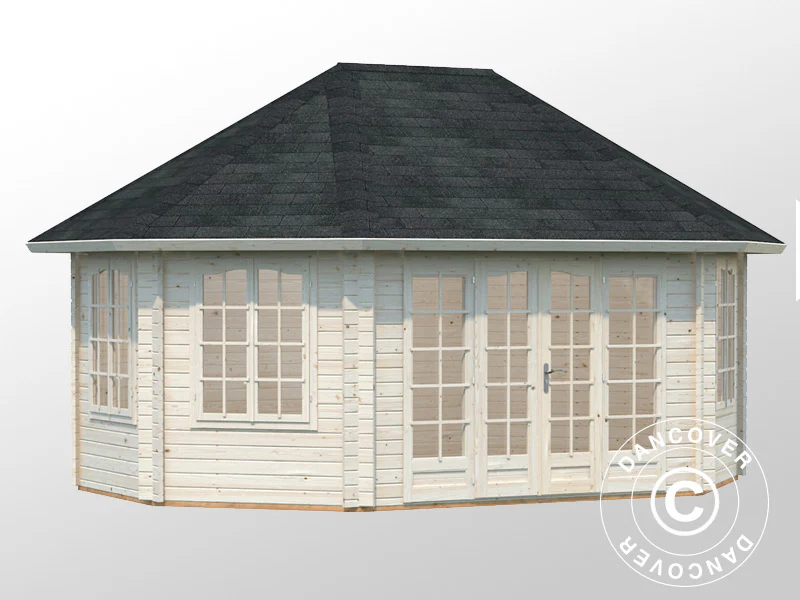 Pawilon drewniany z podłogą, 5,71x4,21x3,71m, 20,3m², naturalne drewno - Image 3
