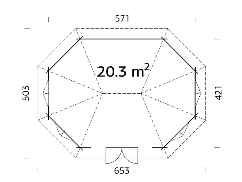 Pawilon drewniany z podłogą, 5,71x4,21x3,71m, 20,3m², naturalne drewno - Image 6