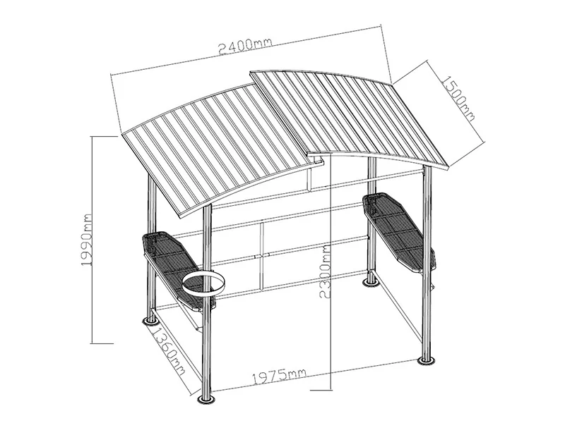 Pawilon grillowy Luna, 2,4x1,5x2,3m, Czarny - Image 7