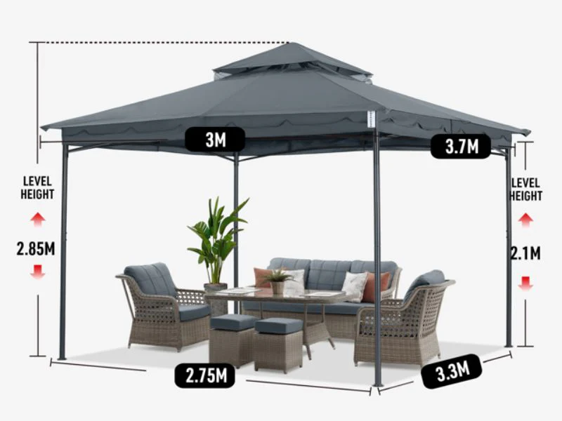 Pawilon ogrodowy Horus, 3x3,7m, Szary - Image 5