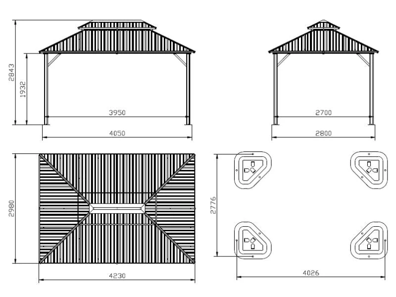 Pawilon ogrodowy Santa Fe Steel+ z zasłonami i moskitierą, 3x4,25m, Czarny - Image 7