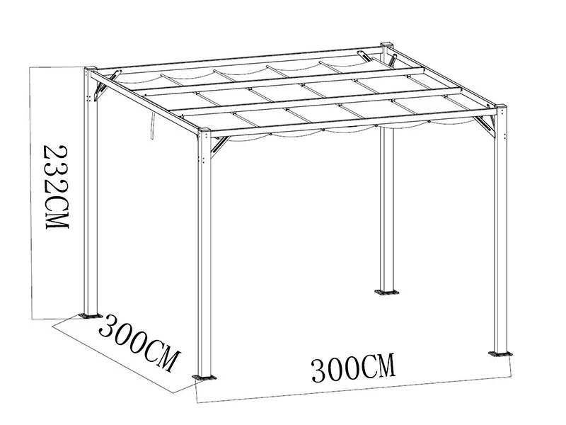 Pawilon Pergola Santa Cruz, 3x3m, Ciemny szary - Image 10