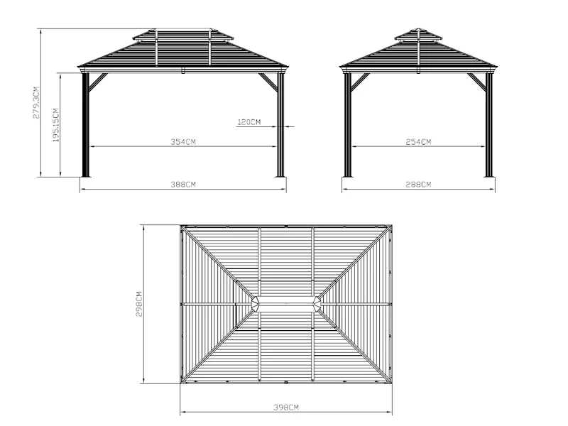 Pawilon San Bruno Alu+ z zasłonami i moskitierą, 3x4m, Czarny - Image 6