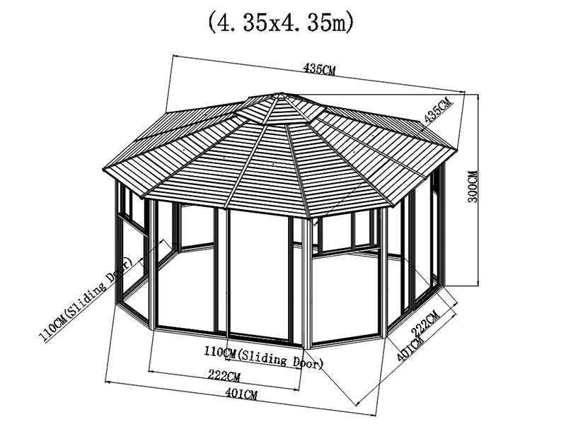 Pawilon San Bruno ze ścianami bocznymi z poliwęglanu, ośmiokątny 4,35x4,35m, Mosiądz - Image 7