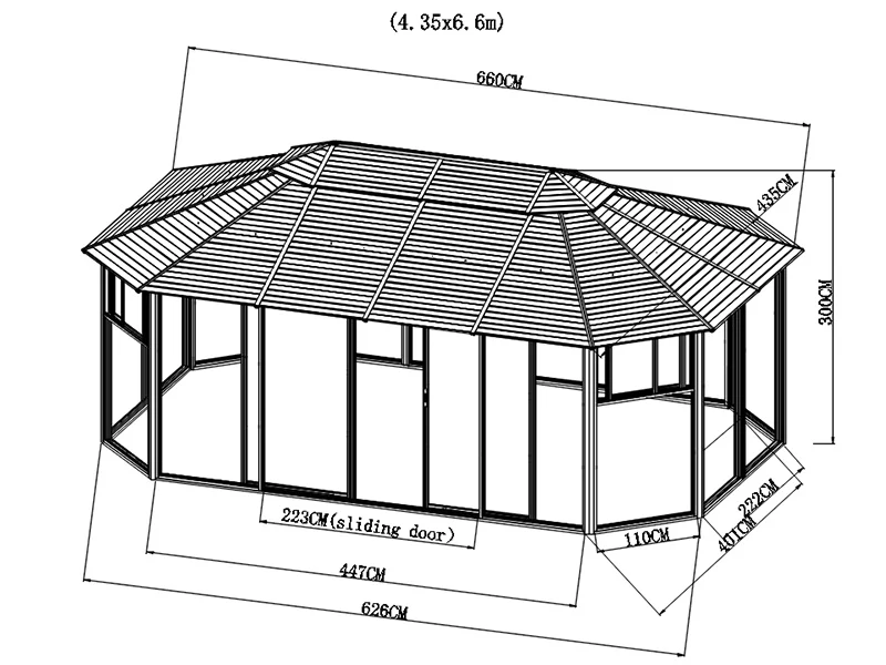 Pawilon San Bruno ze ścianami bocznymi z poliwęglanu, ośmiokątny 4,35x6,6m, Mosiądz - Image 6