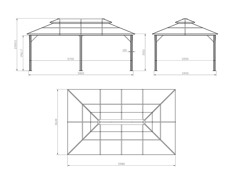Pawilon Santa Ana Alu+ z zasłonami i moskitierą, 3,65x6m, Czarny - Image 11