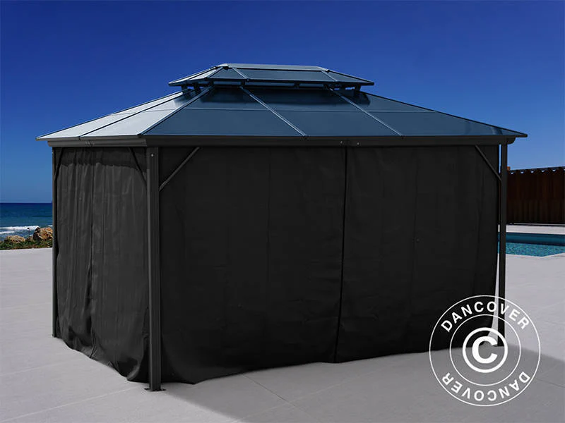 Pawilon Santa Ana Alu+ z zasłonami i moskitierą, 3x4m, Czarny - Image 10