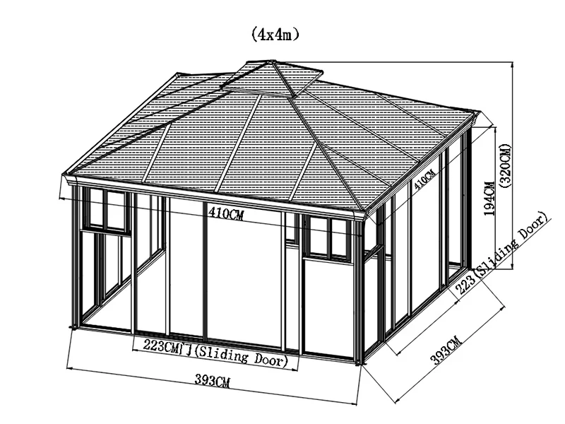 Pawilon z poliwęglanu Santa Ana, 4x4m, Mosiądz - Image 8