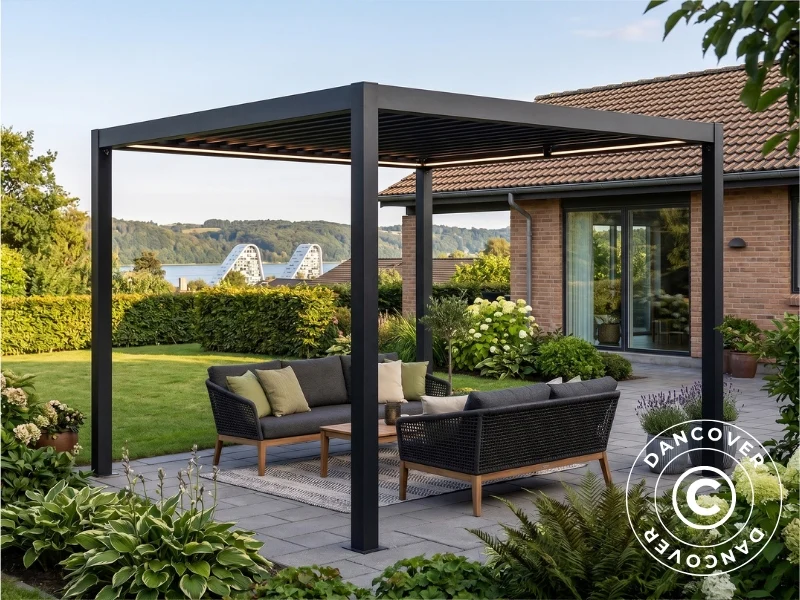 Pergola pawilon ogrodowy bioklimatyczny San Pablo Steel+, 3x3m, Czarny - Image 2