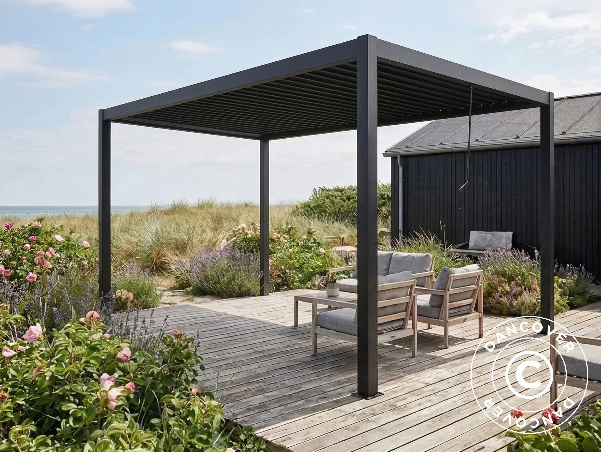 Pergola pawilon ogrodowy bioklimatyczny San Pablo Steel+, 3x4m, Czarny - Image 2