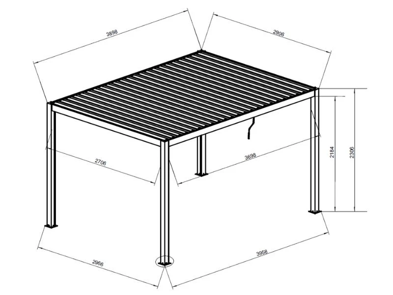 Pergola pawilon ogrodowy bioklimatyczny San Pablo Steel+, 3x4m, Czarny - Image 5