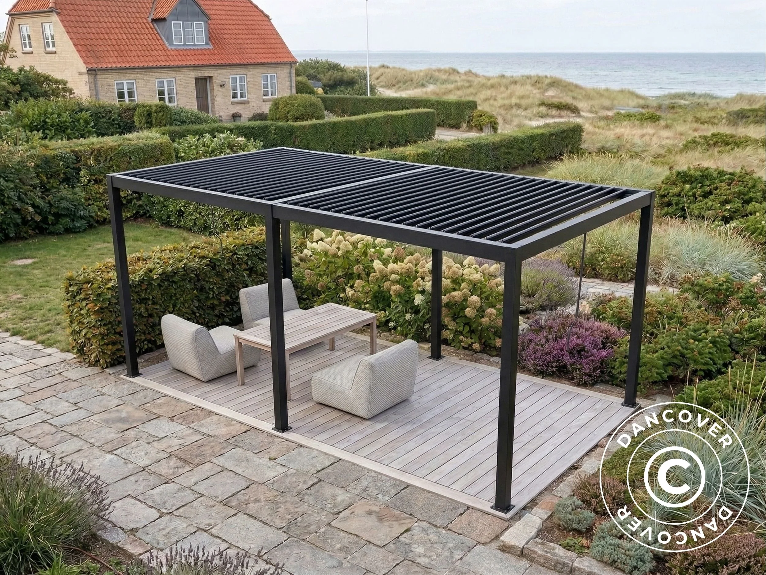 Pergola pawilon ogrodowy bioklimatyczny San Pablo Steel+, 3x5,8m, Czarny - Image 4