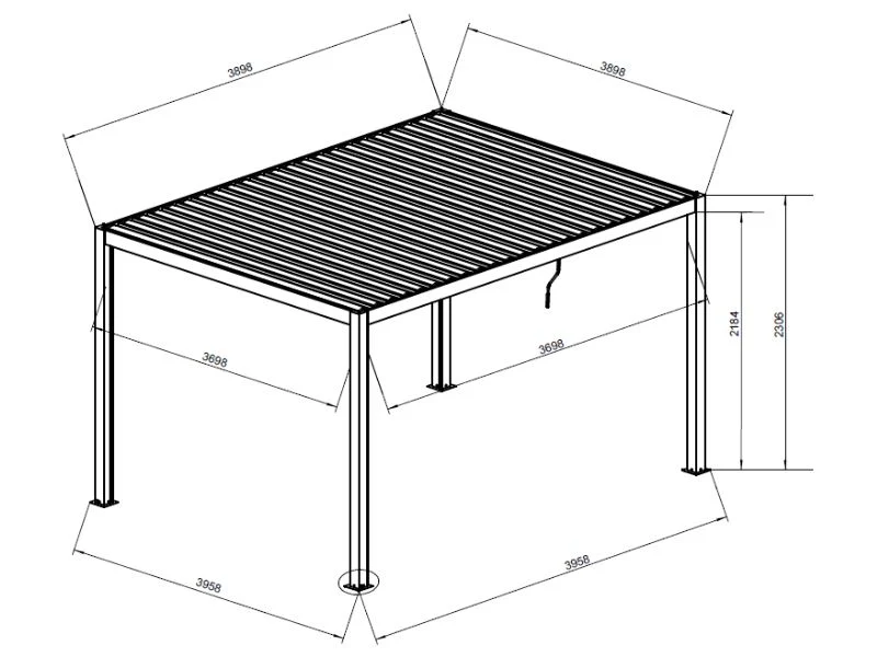 Pergola pawilon ogrodowy bioklimatyczny San Pablo Steel+, 4x4m, Czarny - Image 6