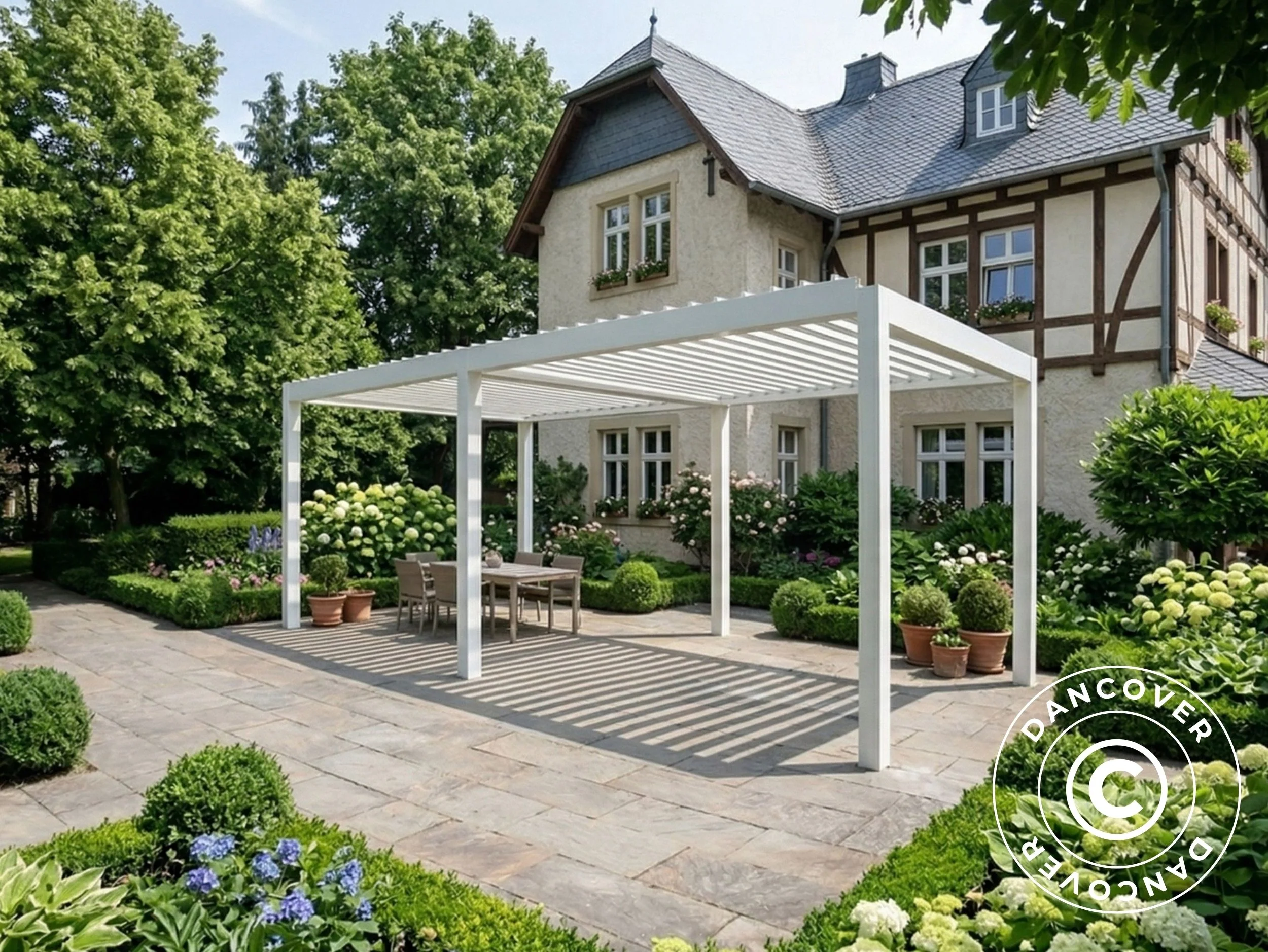Pergola pawilon ogrodowy bioklimatyczny San Pablo Steel+, 4x5,8m, Biały - Image 2