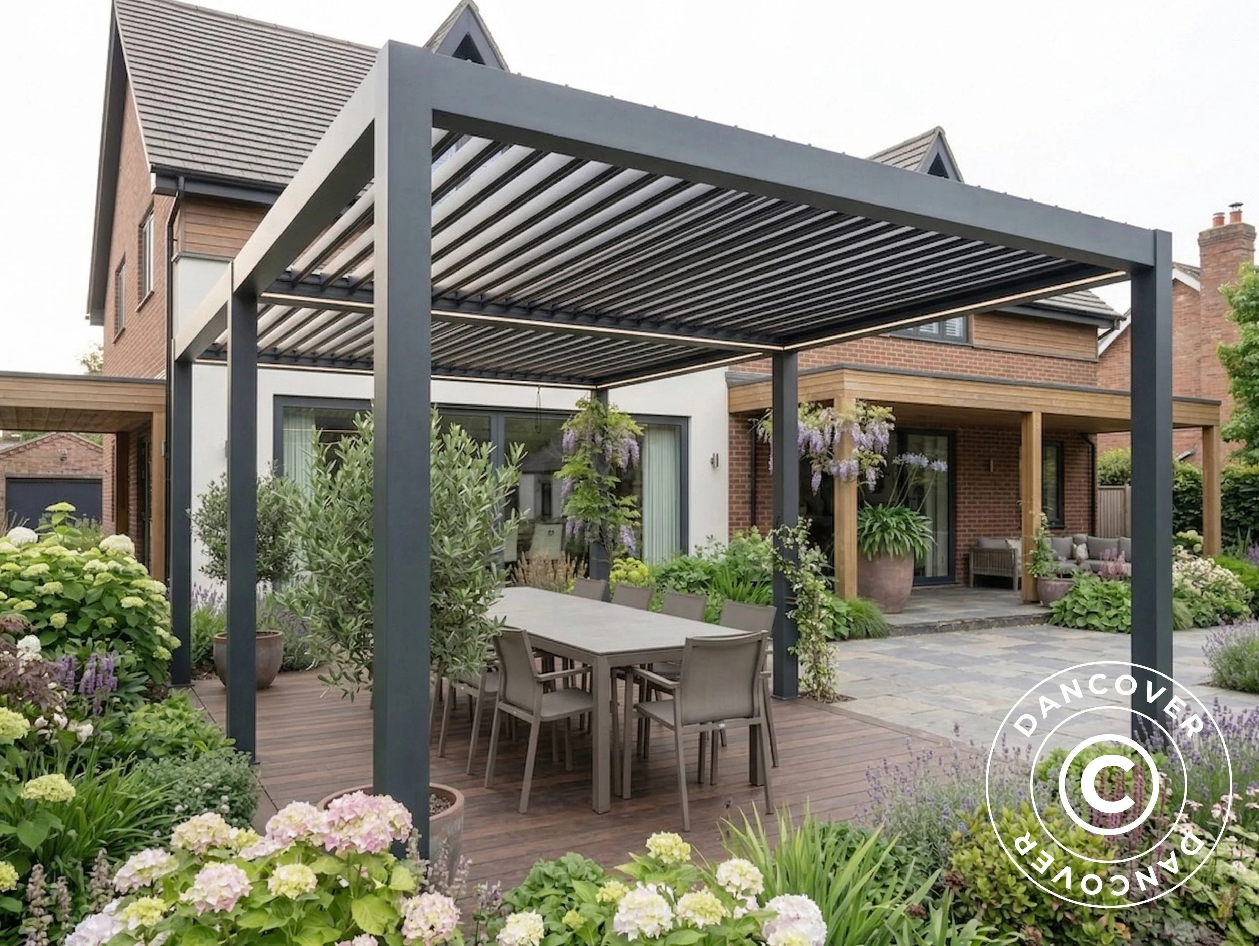 Pergola pawilon ogrodowy bioklimatyczny San Pablo Steel+, 4x5,8m, Czarny - Image 3